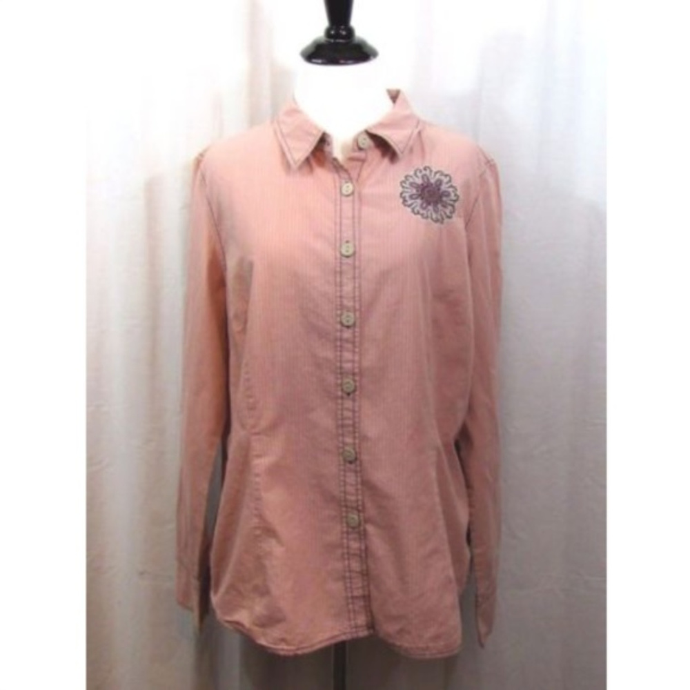 Natural Reflections Pink White Striped Top XL